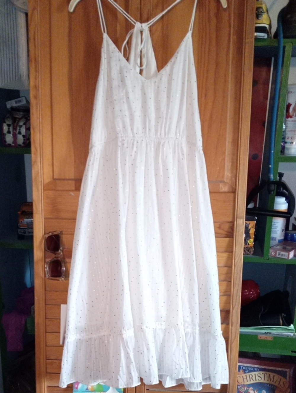 Mystree White Maxi Dress with Subtle Dot Detail